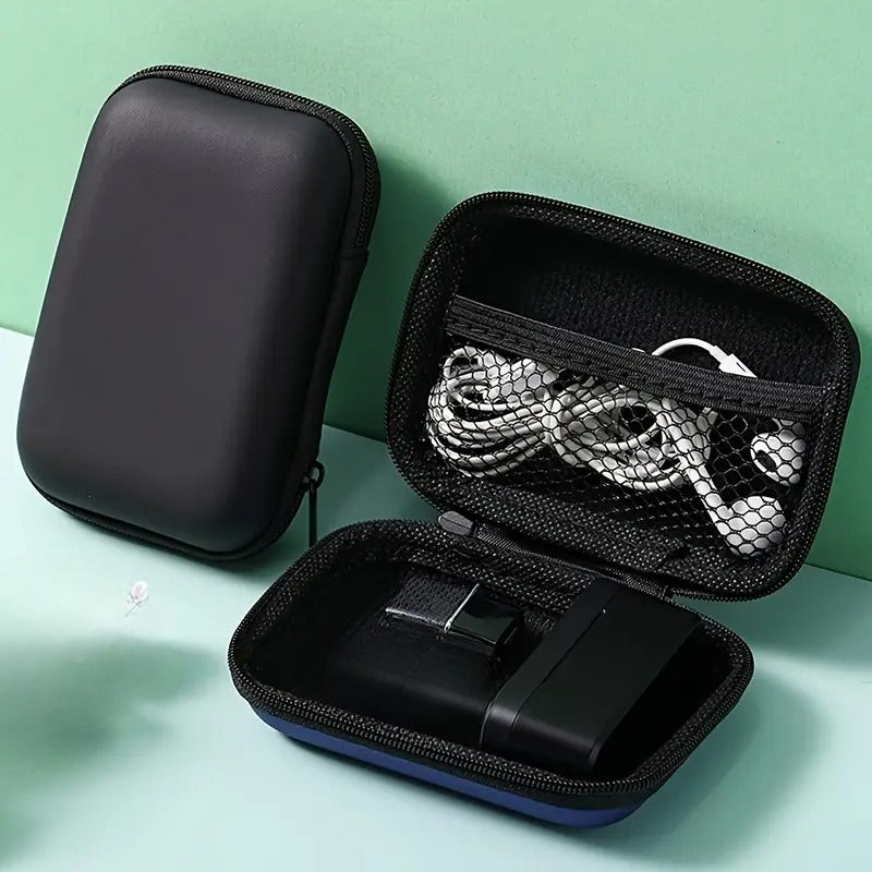 Reseväska för teknik – Smidig PU-läder organizer för kablar, hörlurar & tillbehör