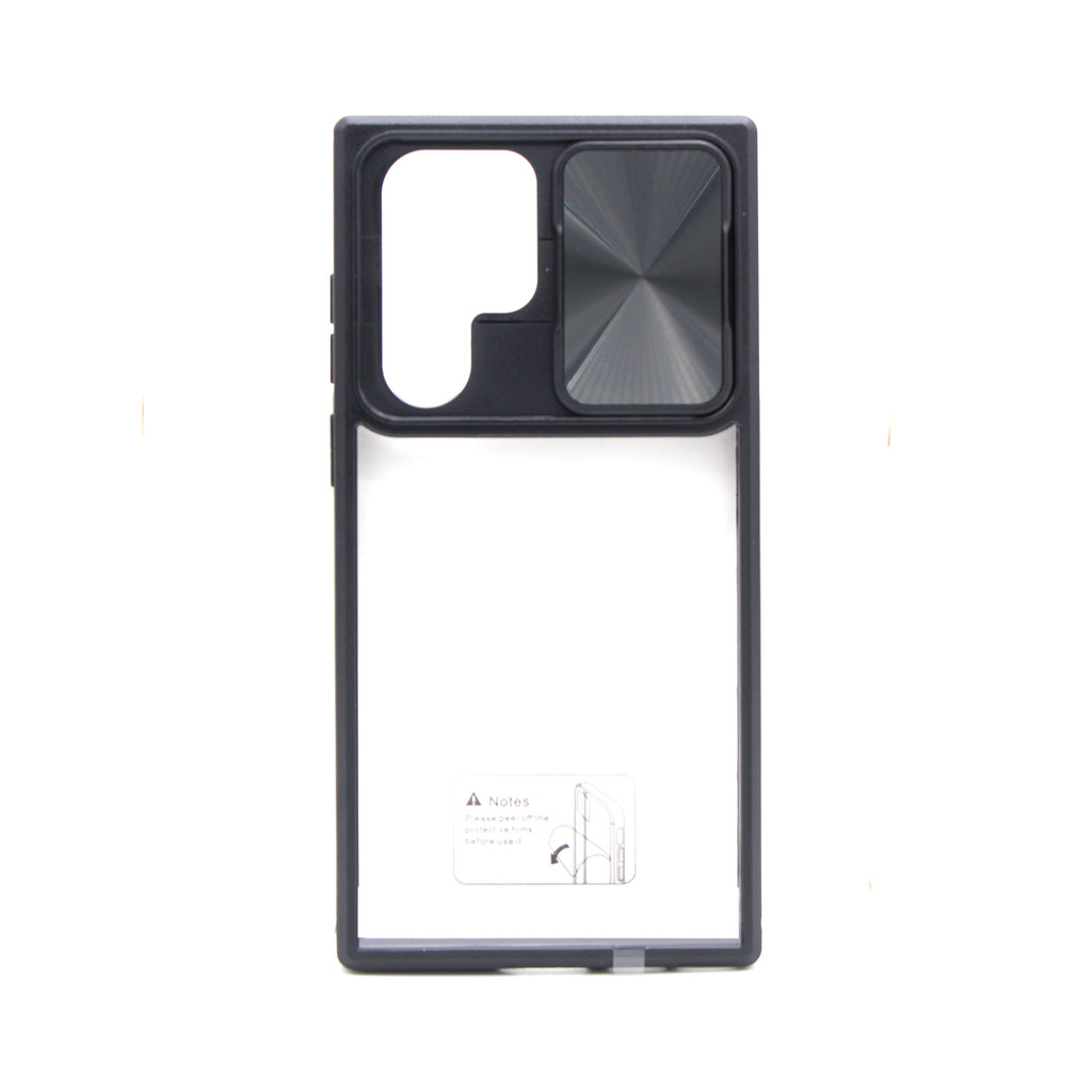 Samsung S22 Ultra silikonskal skjutbar kameraskydd transparent