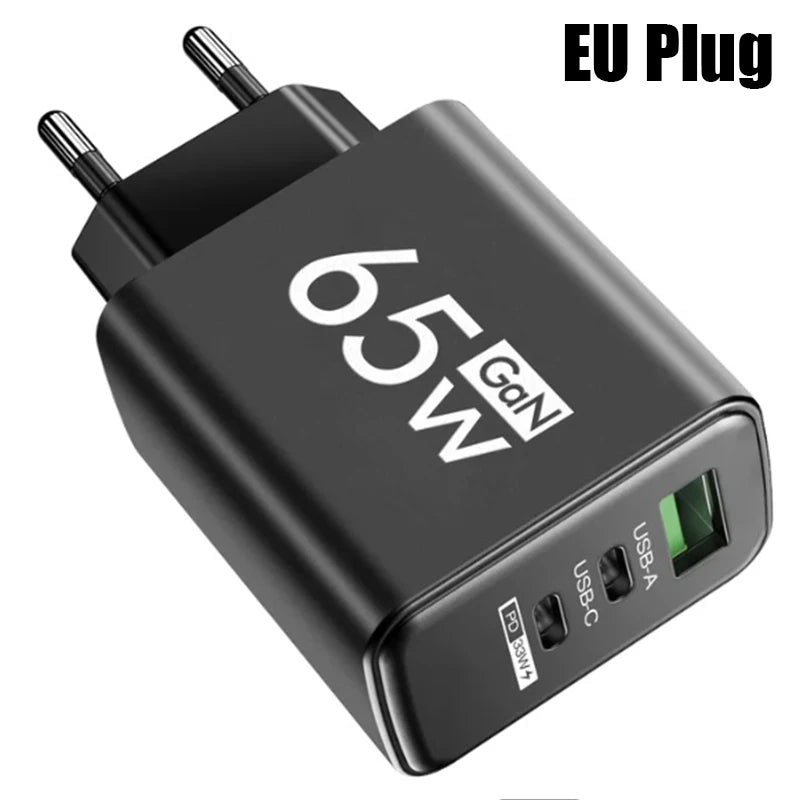 Snabbladdare 65W USB-C & USB-A | PD 3.0 Väggadapter