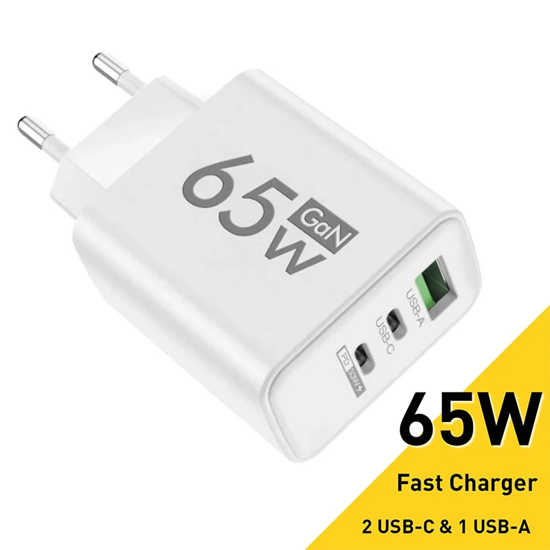 Snabbladdare 65W USB-C & USB-A | PD 3.0 Väggadapter