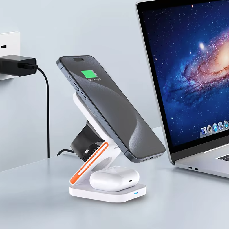 3 i 1 Trådlös Laddstation