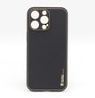 Iphone 15 Pro Max läder skal med guld rim