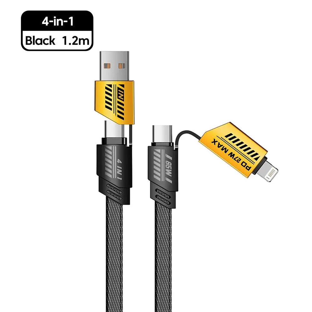 4-i-1 USB-C Kabel – Mecha Style Snabbladdning med Dual Connector PD 65W