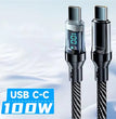 Snabbladdningskabel - USB-C till USB-C 100W LED Display