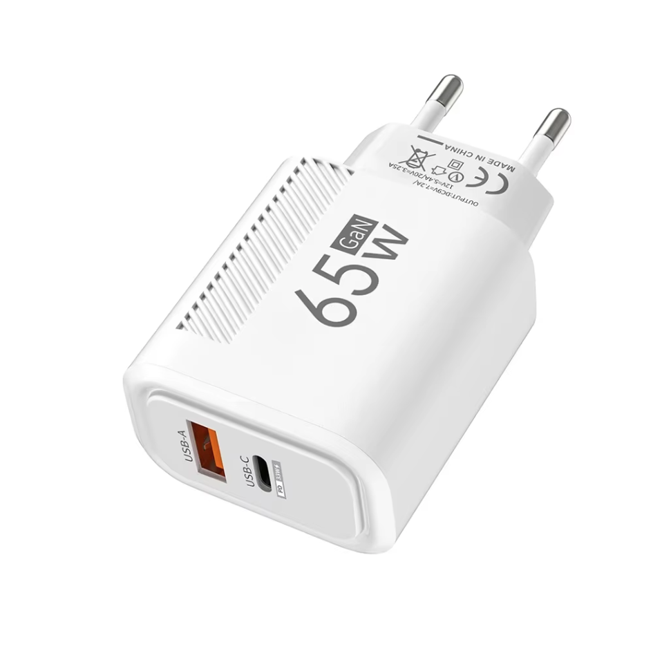 Snabbladdare 65W USB-C & USB-A PD Väggadapter