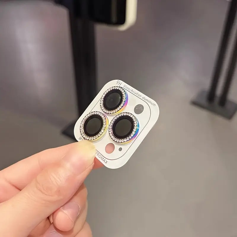 Glittrande kameralins-skydd för iPhone – Stil & förstärkt glas